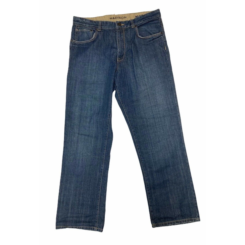 Madison Denim Straight Leg Boot Cut Jeans Size 36x32 Medium Wash